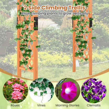 235 cm Wooden Garden Arbor Solid Wood Trellis for Climbing Plants