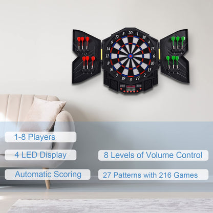 LED Dart Board with 216 Variations 12 Darts Included
