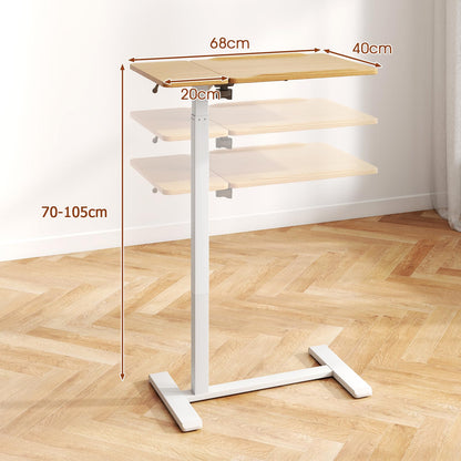 Mobile Over Bed Desk Height Adjustable Standing Laptop Cart with Tilting Tabletop