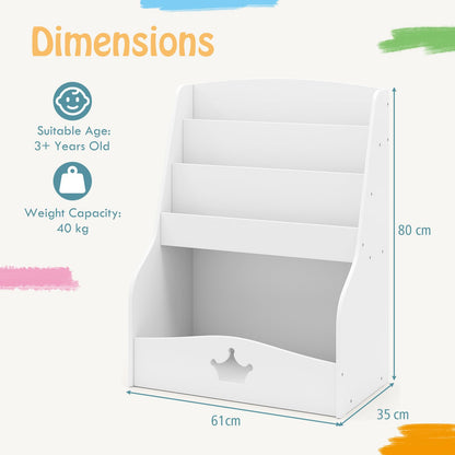 4 Tier Wooden Kids Bookshelf Bookcase Toy Storage Organizer