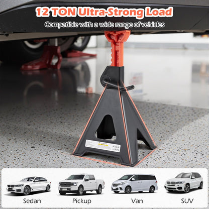 2 Pack Jack Stands, 6/12 Ton Capacity Per Stand
