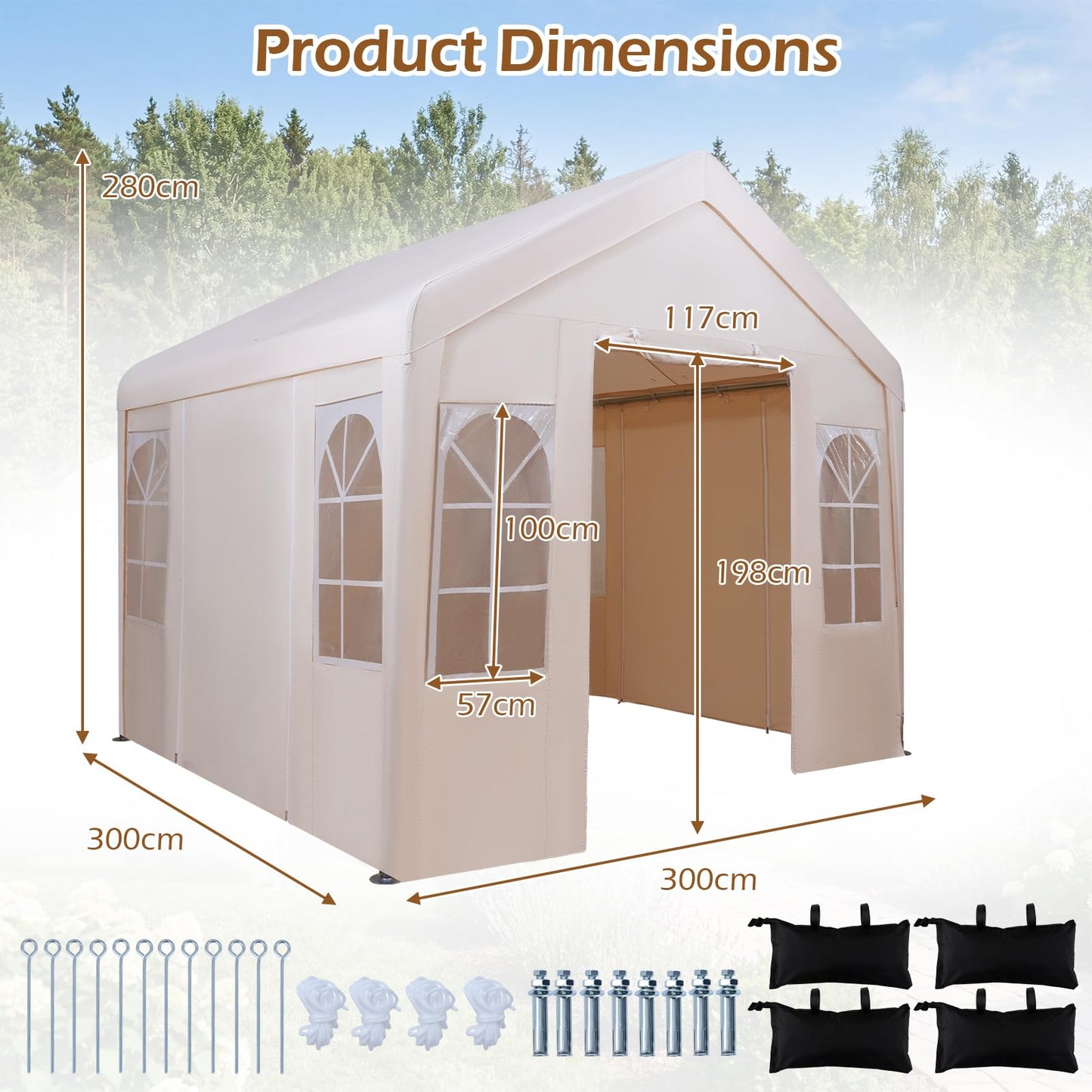 3 x 3 m Heavy Duty Garden Gazebo, Large Marquee Party Tent