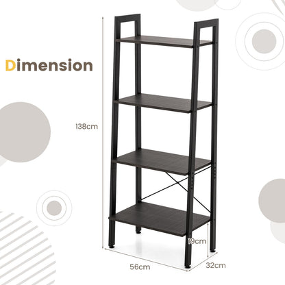 4-Tier Bookshelf with Metal Frame
