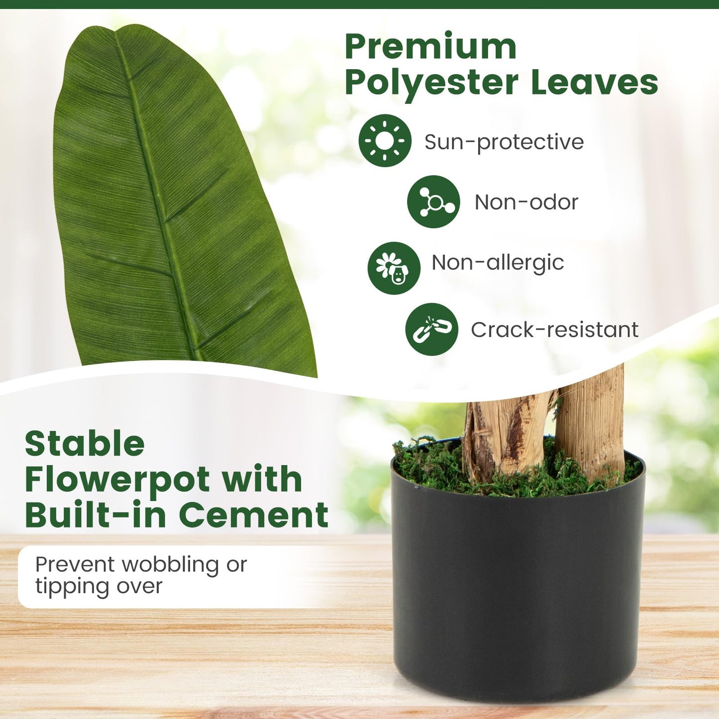 Bird of Paradise Artificial Plant Faux Banana Leaf Tree