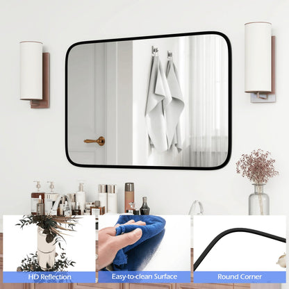 Rectangle Bathroom Mirror with Shatter-Proof Film and Expansion Screws