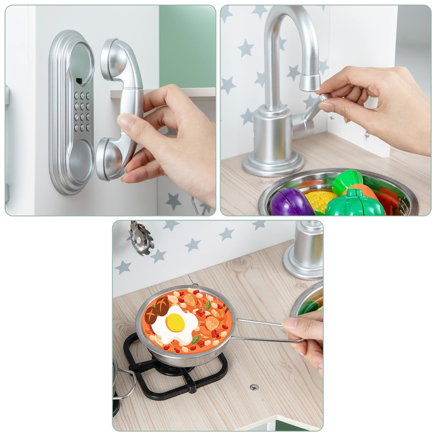 Kids Pretend Kitchen Playset with Stove and Ice Maker