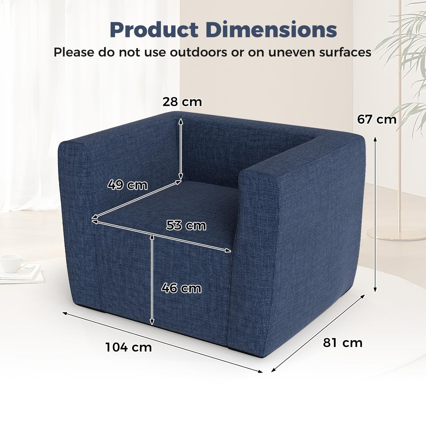 Inflatable Sofa Portable Blow Up Couch with Detachable Cover Single Lounger Air Sofa Chair