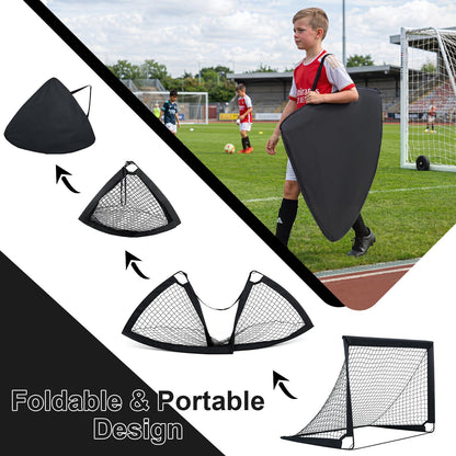Portable Football Goals Set of 2, 4 x 3 ft Pop Up Soccer Nets