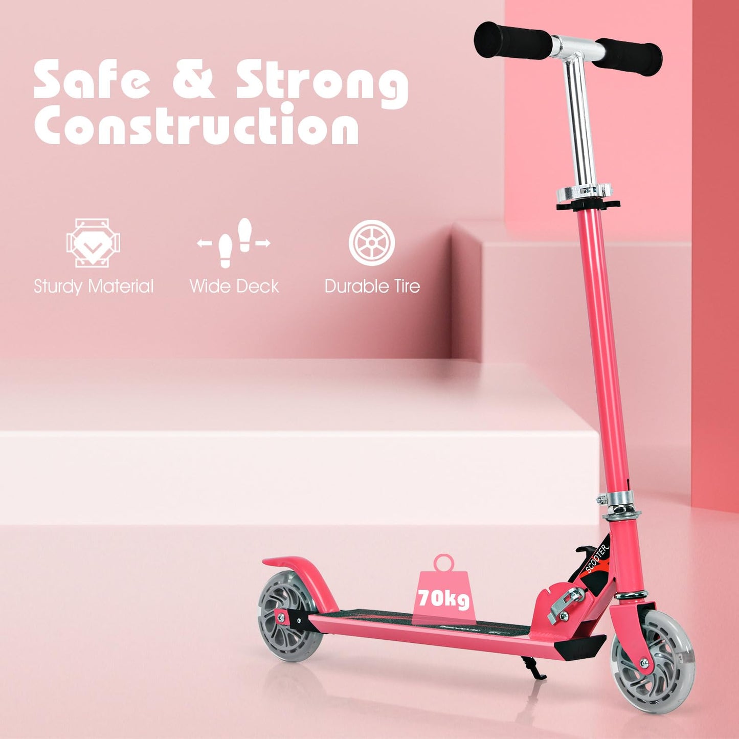 Kids Kick Scooter, Light Up LED 2 Wheeled Scooters for Ages 4 to 13 Children Girls Boys