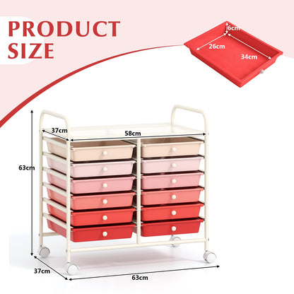 Metal Frame Utility Storage Organizer Cart with Lockable Wheels