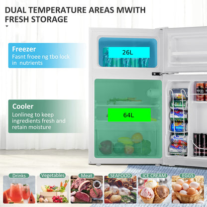 90L Freestanding Undercounter Refrigerator with 2 Reversible Door