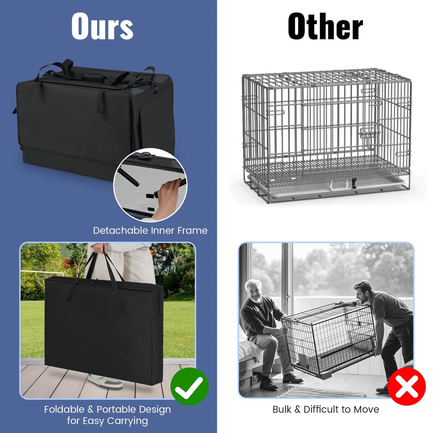 Foldable Pet Carrier Bag with 2 Openings & Expandable Mesh Basket