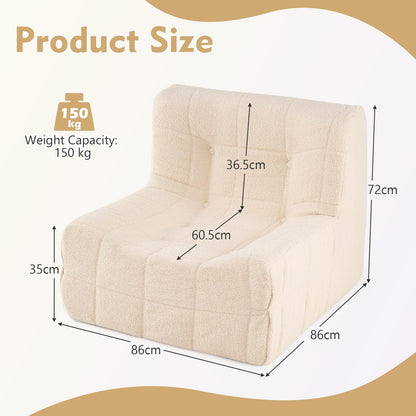 Bean Bag Chair for Adults, Teddy Fleece Lazy Floor Sofa Beanbag Chair