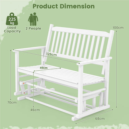 2 Seats Outdoor Glider Bench with Armrests and Slatted Seat