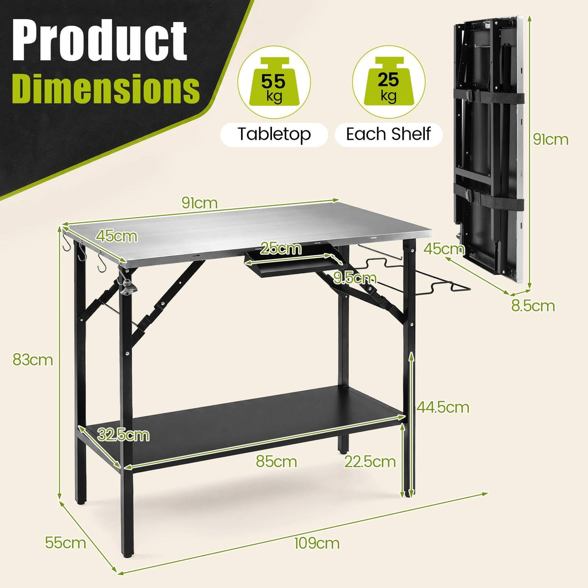 3ft Folding Camping Table for Picnic, BBQ, Parties, Portable Design