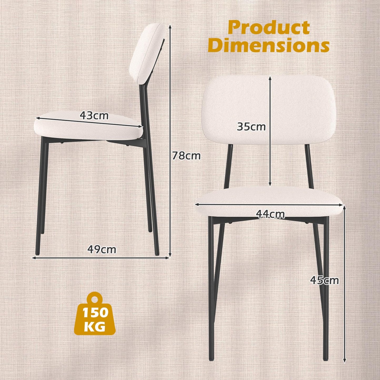 Modern Linen Fabric Dining Chair Set of 4