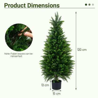 90CM/120CM Artificial Topiary Cedar Cypress Tree, Indoor Outdoor Fake Tree with Cement Plastic Pot