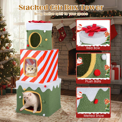 120 cm Cute Cat Climbing Furniture with 3 Condos and Hideaway Caves