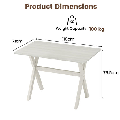 Modern Dining Table Wooden Kitchen Table with X-shaped Frame and with Wood Grain Texture Tabletop
