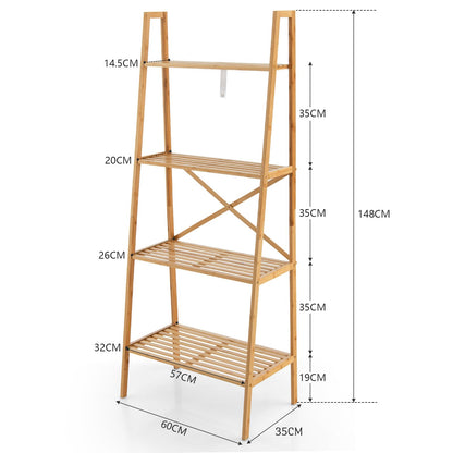 4 Tier Freestanding Bookcase with Anti Toppling Device for Living Room