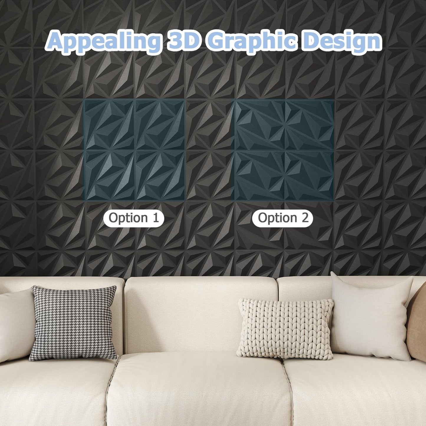 20-Pack 3D Acoustic Wall Panels with Diamond Texture