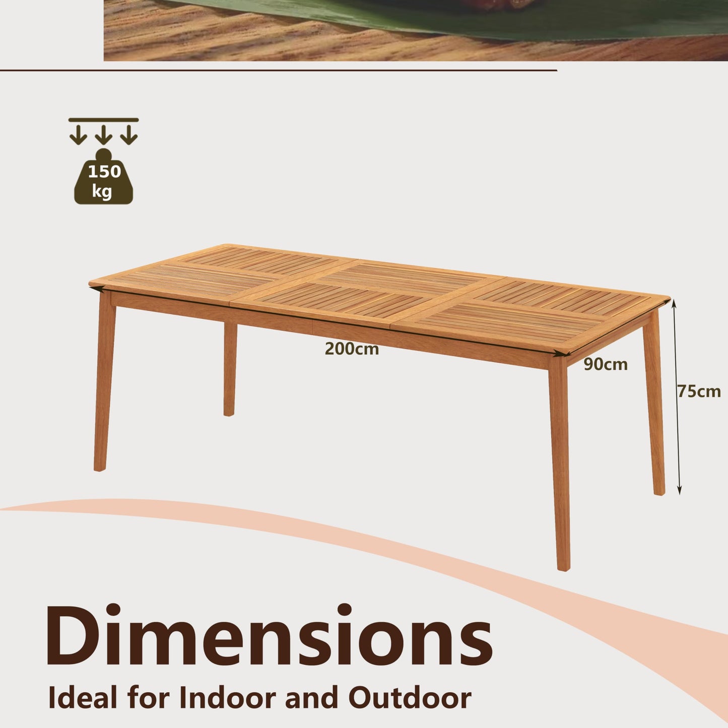 Outdoor Dining Table with Umbrella Hole for Balcony Backyard Deck Lawn
