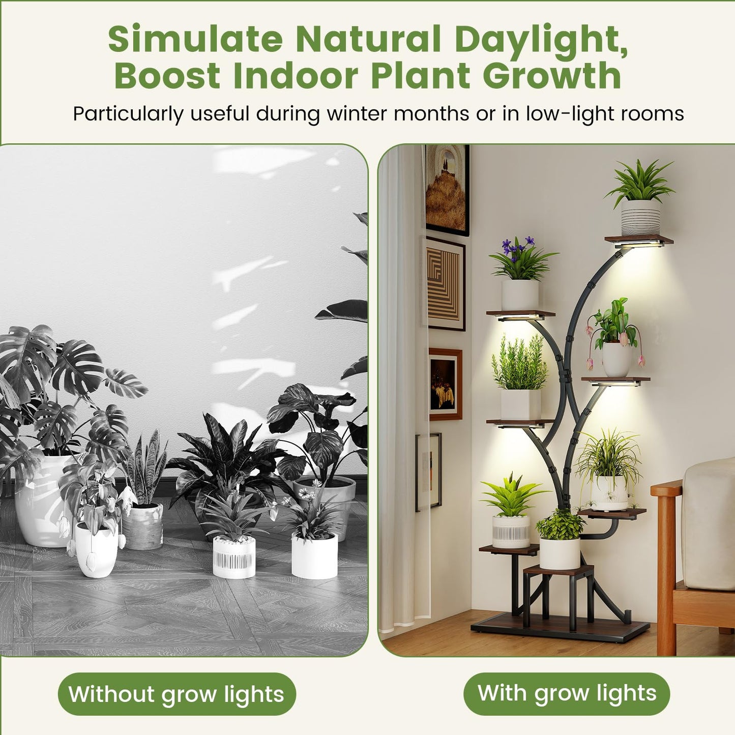 146/155CM Tall 8-Tier Corner Metal Plant Shelf for Multiple Plants