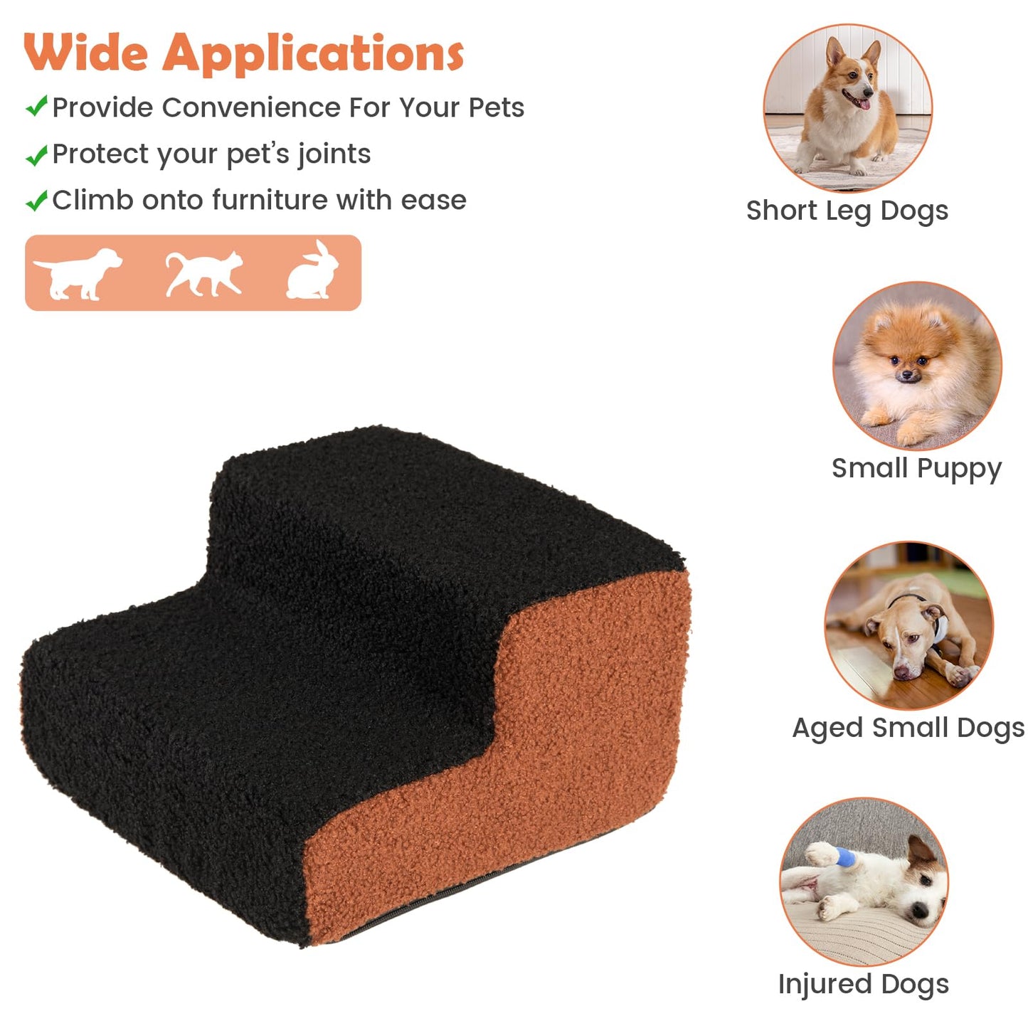 Dog Ladder with Removable Cover and Non-Slip Bottom