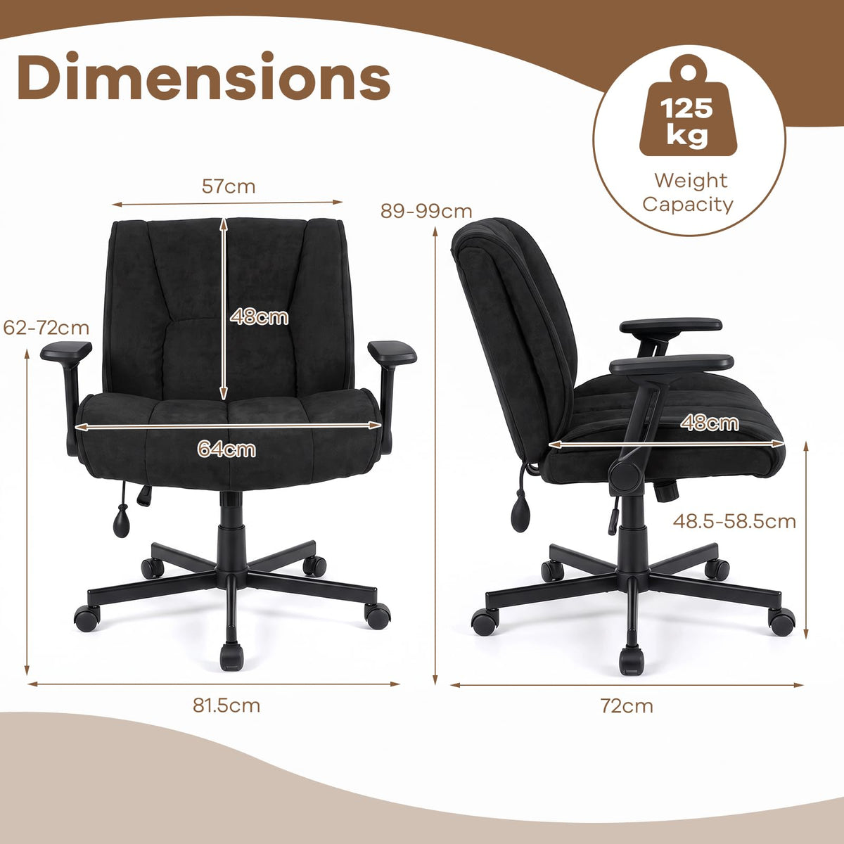Criss Cross Home Office Chair with Airbag Lumbar Support and Wide Seat Adjustable Height