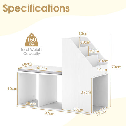 Shoe Storage Bench with 3 Tier Rack and Side Compartments