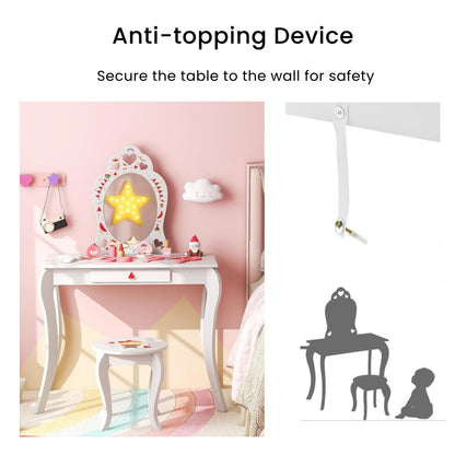 2-in-1 Kids Vanity Set with Mirror and Drawer