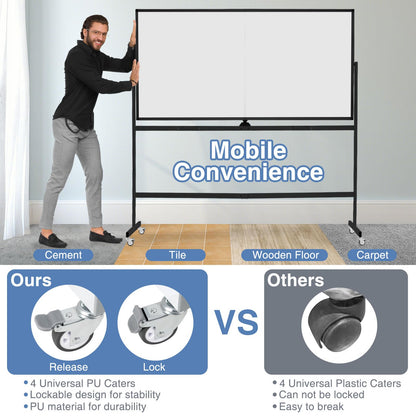 Rolling Whiteboard on Wheels with Stand and Aluminum Alloy Frame
