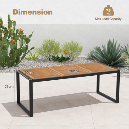 8-Person Outdoor Acacia Wood Dining Table Rectangular Patio Table