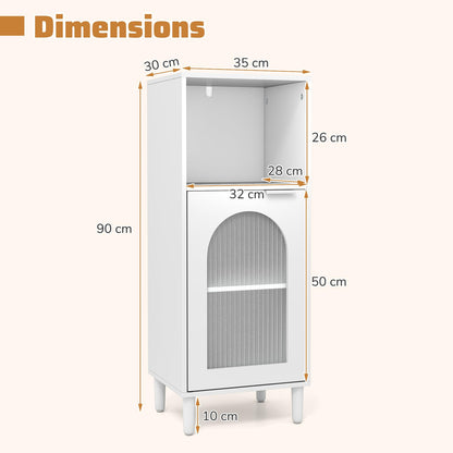 Bathroom Floor Cabinet, Freestanding Storage Cupboard with Tempered Glass Door