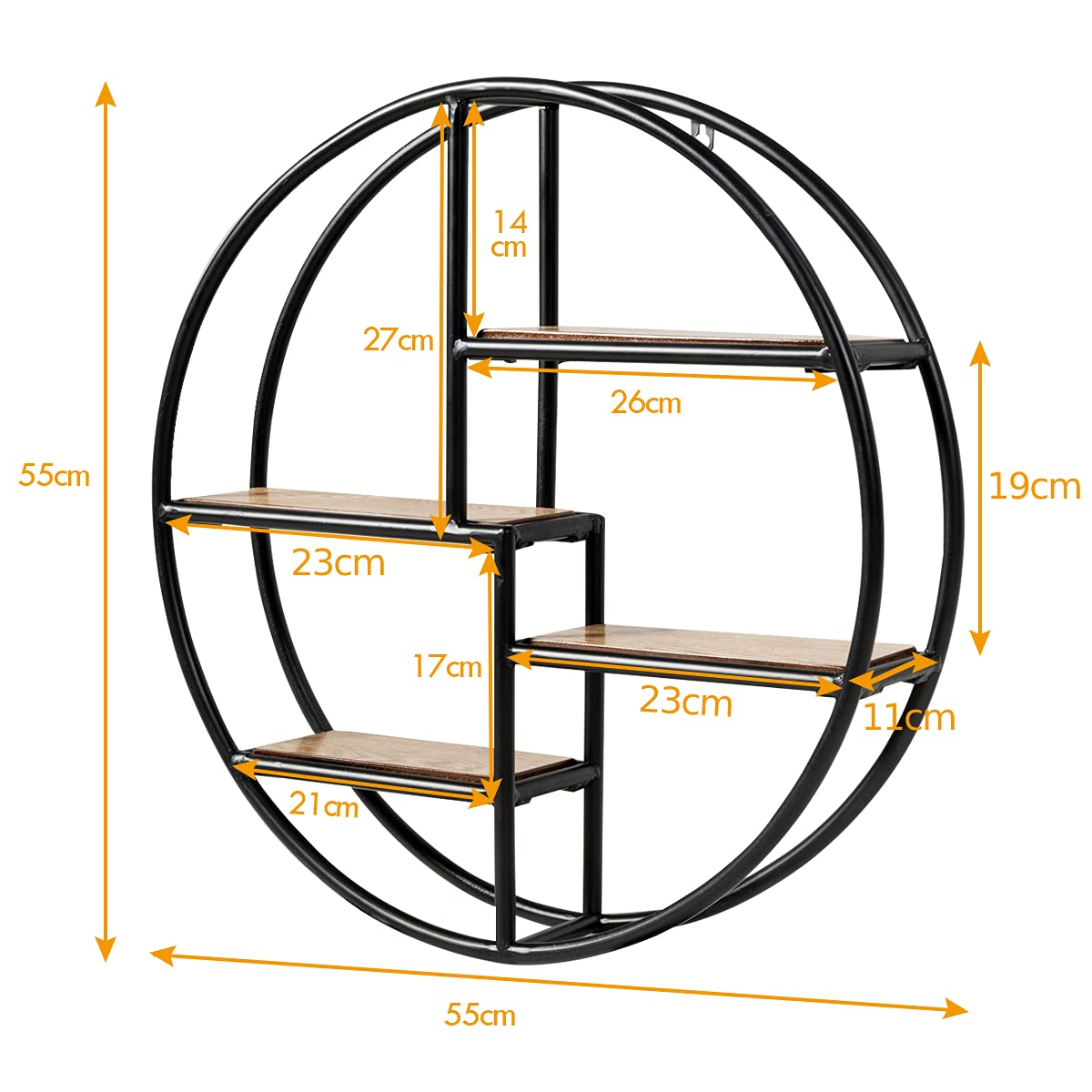 Giantex Wall Mounted Round Shelf 4 Tiers Display Organiser Unit Decorative Ledge