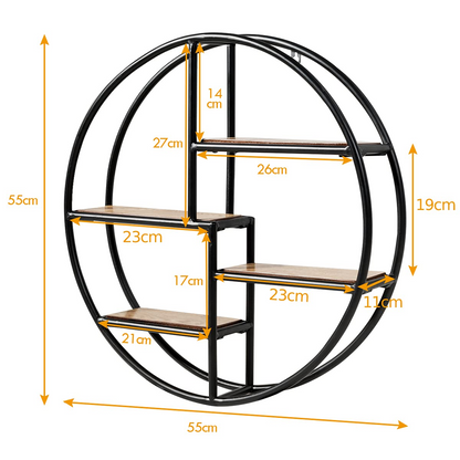 Giantex Wall Mounted Round Shelf 4 Tiers Display Organiser Unit Decorative Ledge