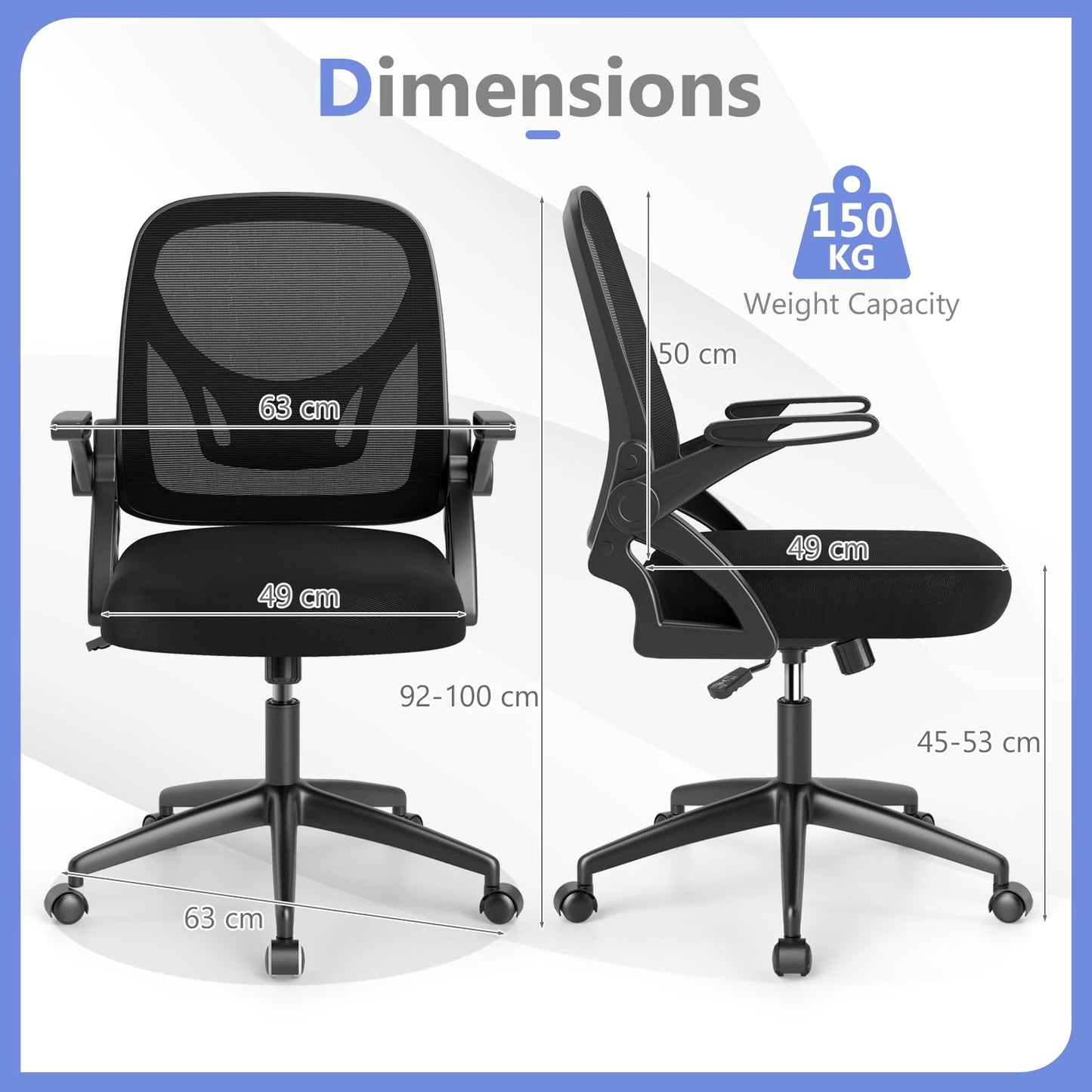 Mesh Office Chair Ergonomic Height Adjustable Swivel Task Computer Desk Chair
