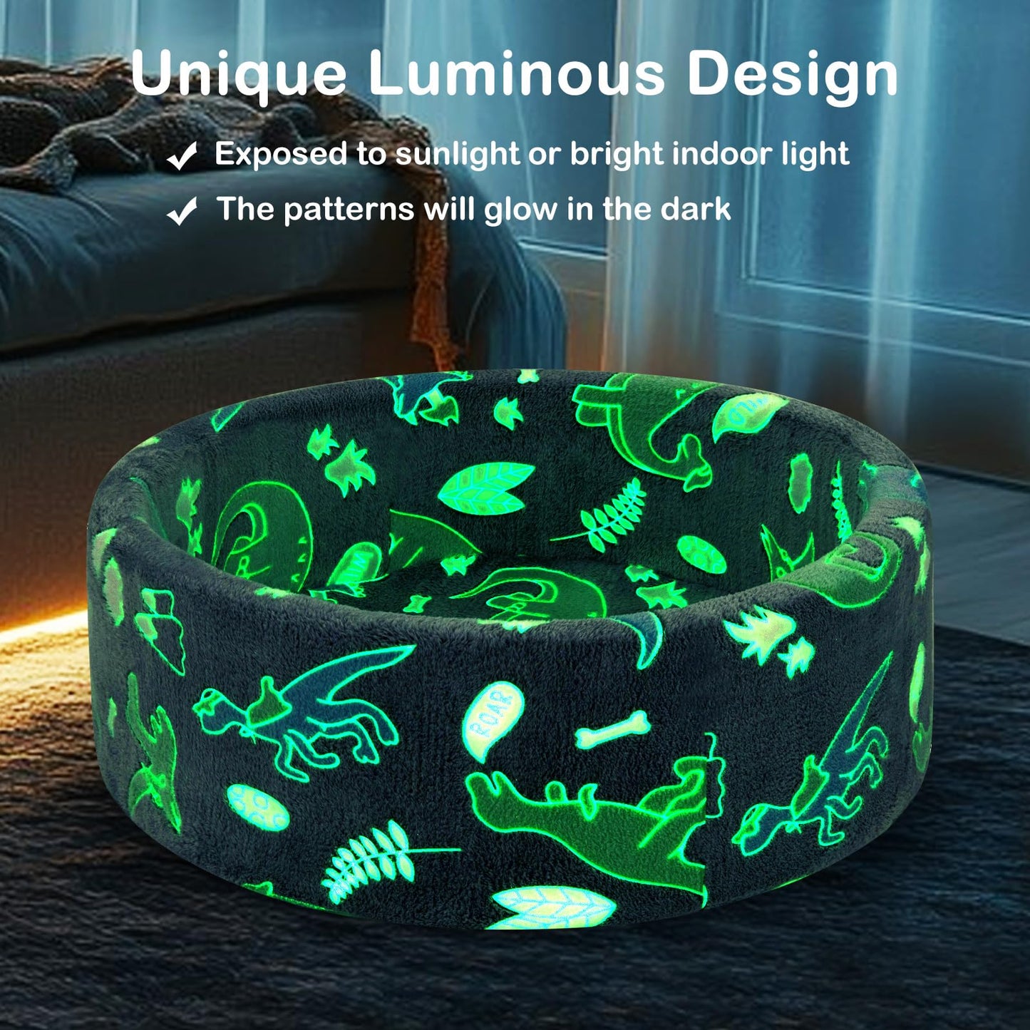 Glow in the Dark Round Ball Pool with 200 Colorful Ocean Balls