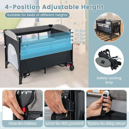 Foldable Baby Bedside Sleeper with Bassinet