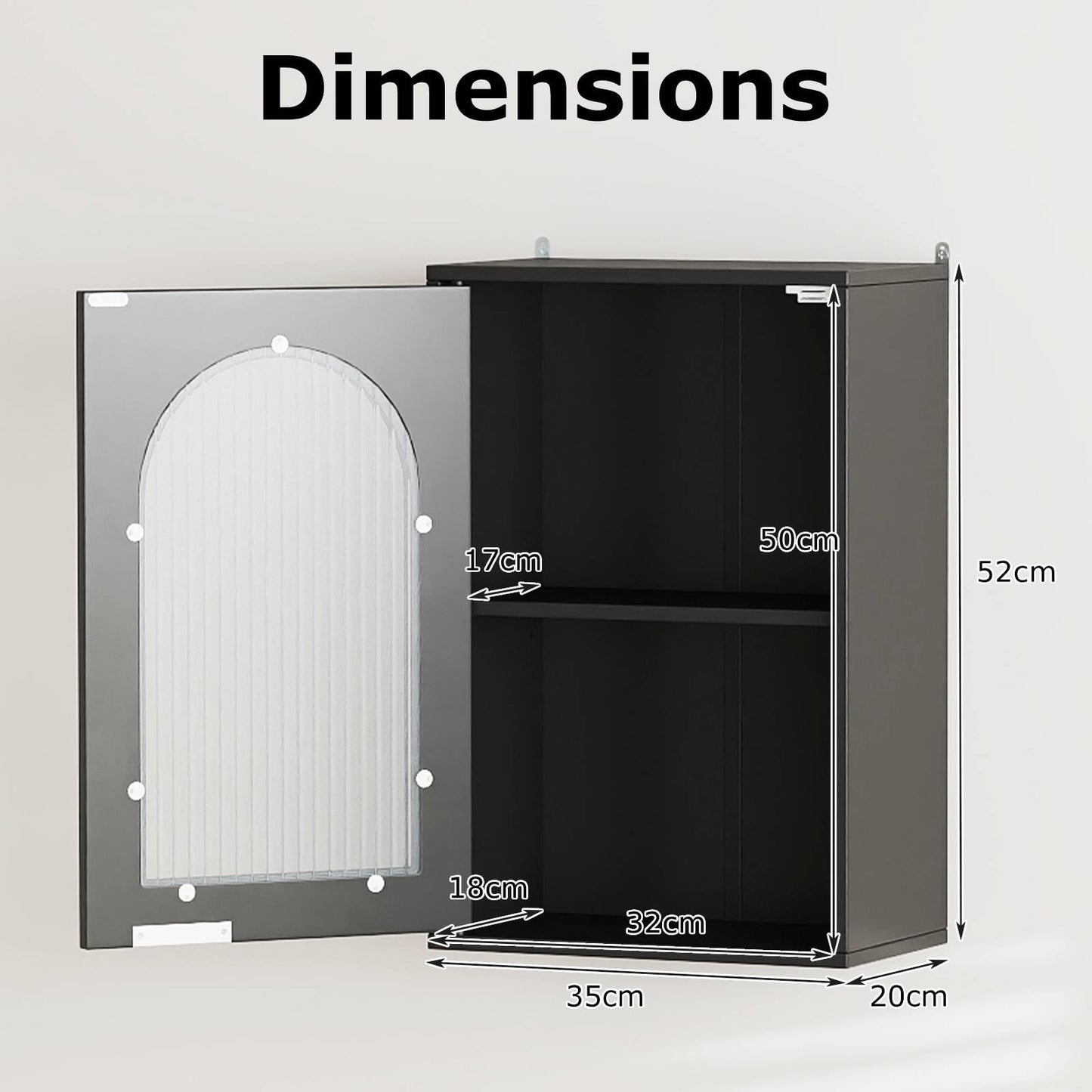 Bathroom Wall Cabinet, Wall-Mounted Wooden Storage Cupboard