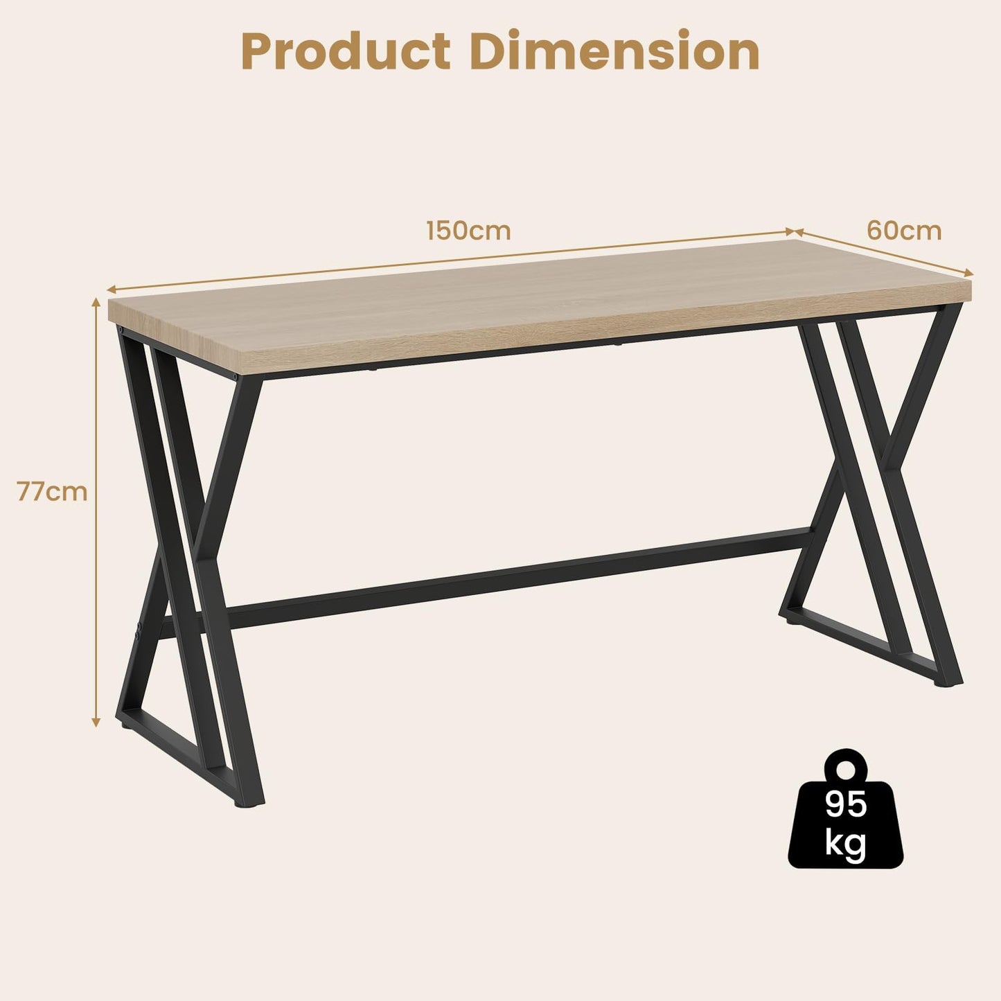 Home Office X Shaped Gaming Working Desk with Crossbar