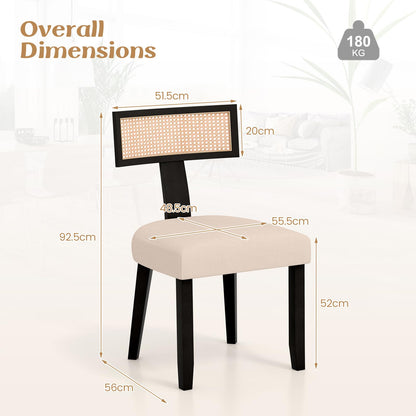 Dining Chair Set of 2, Linen Fabric Upholstered Kitchen Chairs