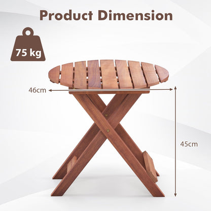 Folding Round Solid Acacia Wood Small Garden Coffee Table