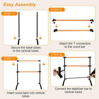 4 Feet Freestanding Ballet Barre with Height Adjustable