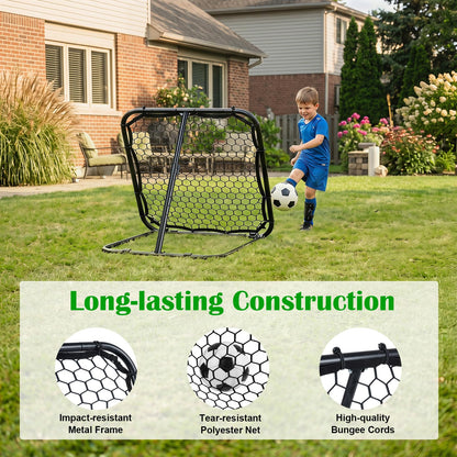 Foldable Football Rebounder Net, Football Training Net with Metal Frame, Adjustable Soccer Target Goal