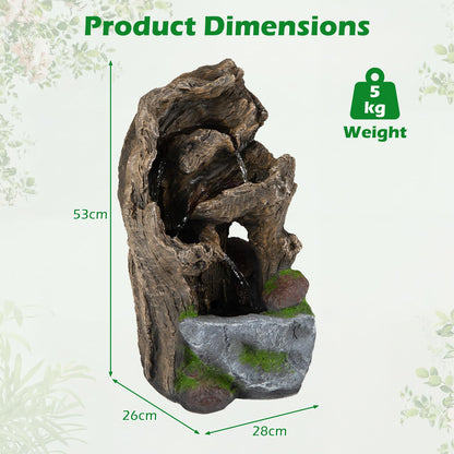 4-Tier Outdoor Water Fountain, Cascading Waterfall Fountain with 3 LED Lights