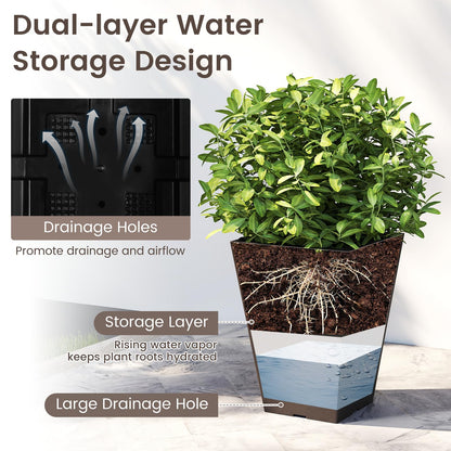 Giantex 2 x Plastic Flower Pot 35cm/57cm Tall Self-Watering Garden Planters with Removable Inner Bucket