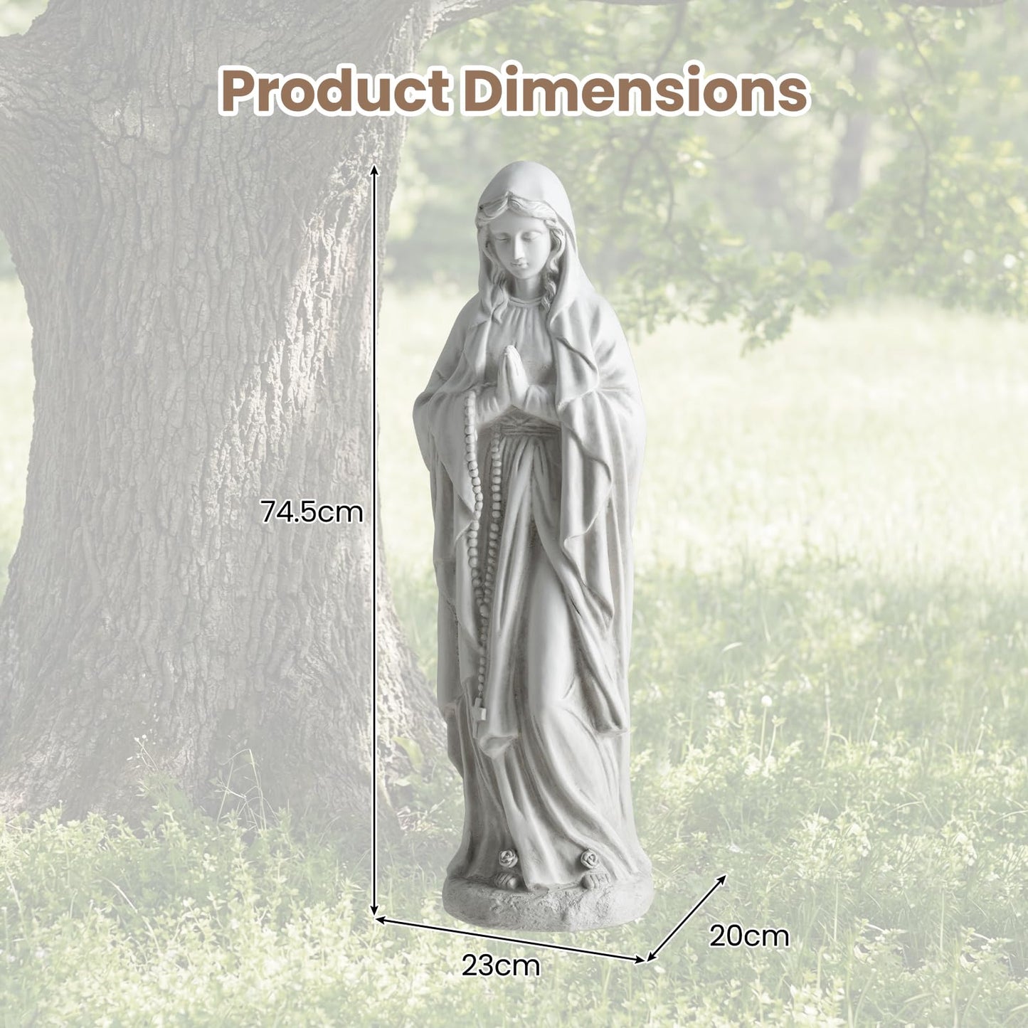 Garden Statue, Tall Virgin Mary/St. Francis Statue, Indoor Outdoor Religious Sculpture Art Decoration