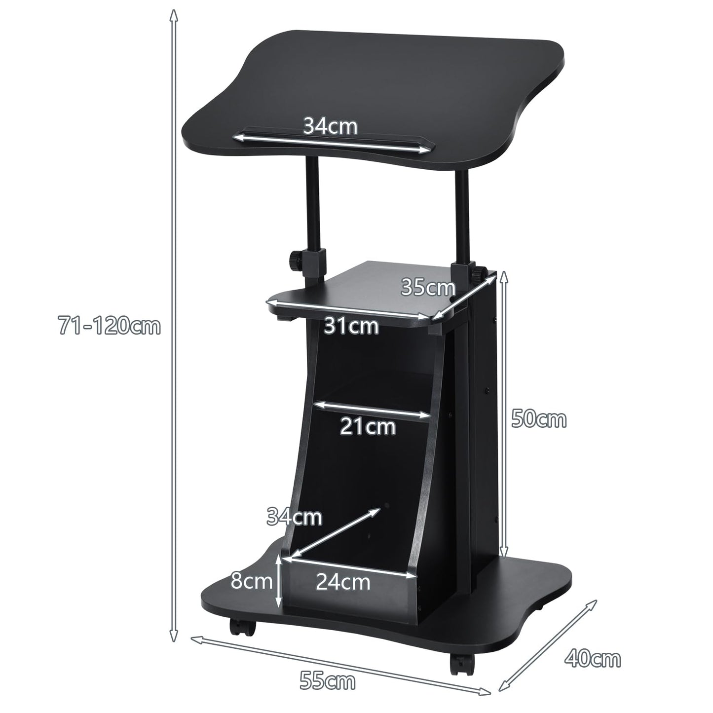 Laptop Cart Height Adjustable with Wheels