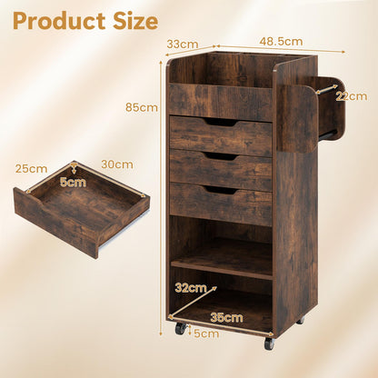 3 Drawers Mobile File Cabinet, Lateral Storage Chest